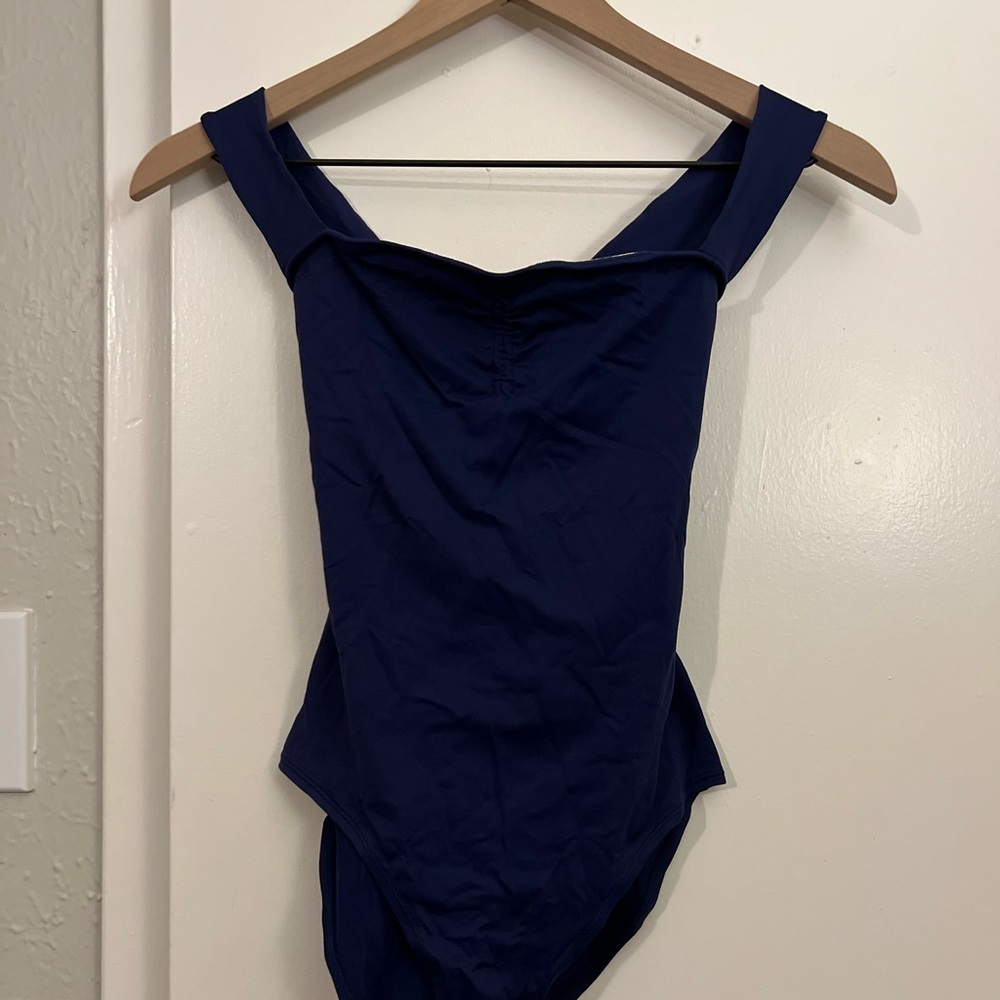 Navy Ballet Leotard, tank top Cross back  strap